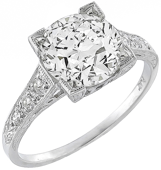vintage gia certified 2.08ct diamond engagement ring photo 1