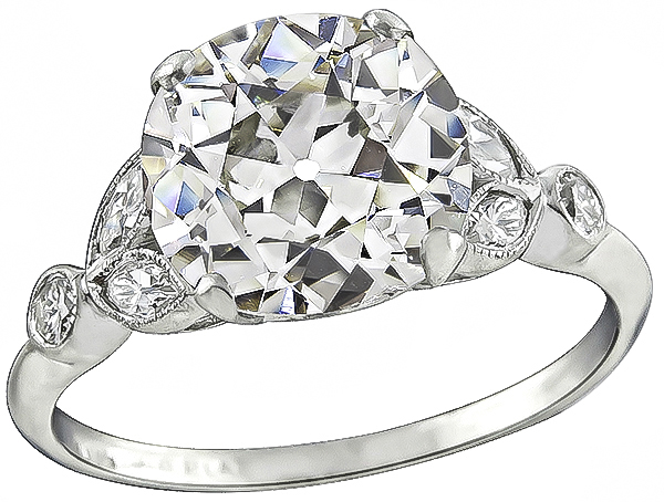 Vintage GIA Certified 3.42ct Diamond Engagement Ring