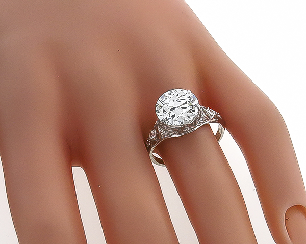 Vintage GIA Certified 3.61ct Diamond Engagement Ring Photo 1