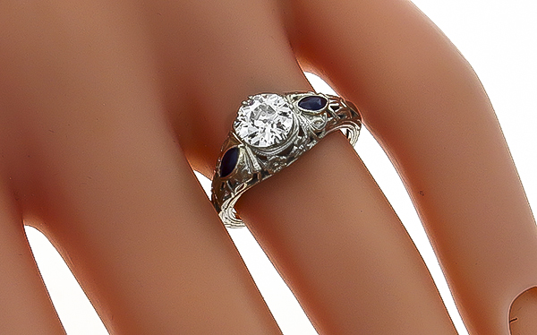 vintage 0.77ct diamond engagement ring photo 1