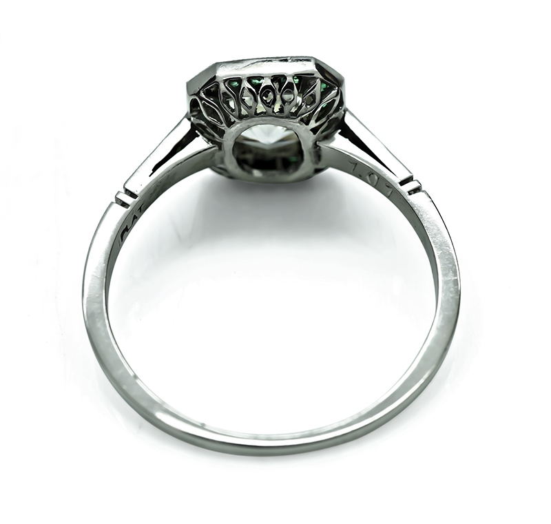 Estate 1.07ct Diamond Emerald Engagement Ring