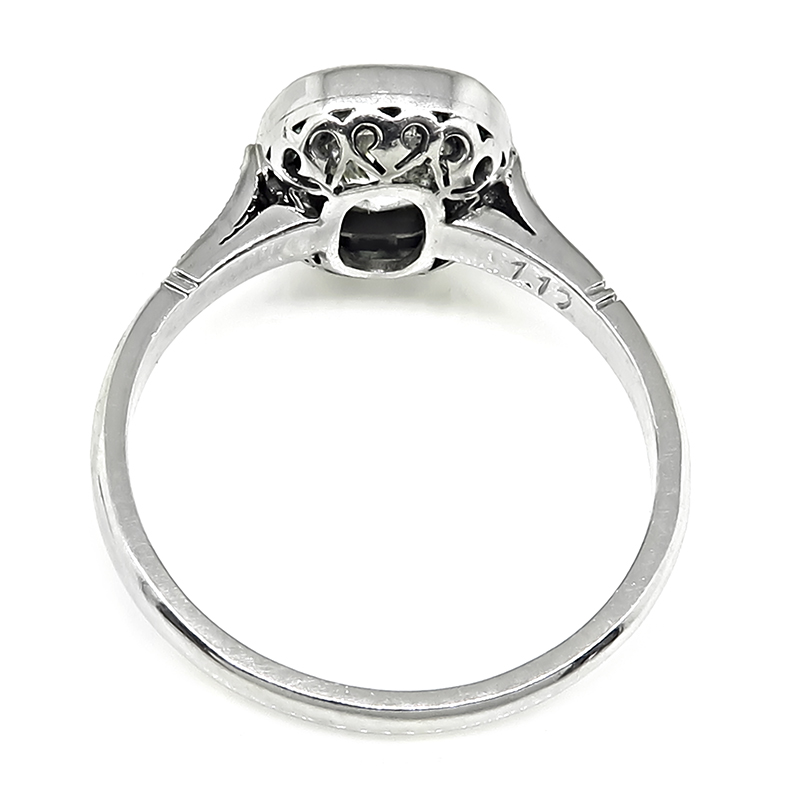 Estate 1.12ct Diamond Emerald Engagement Ring