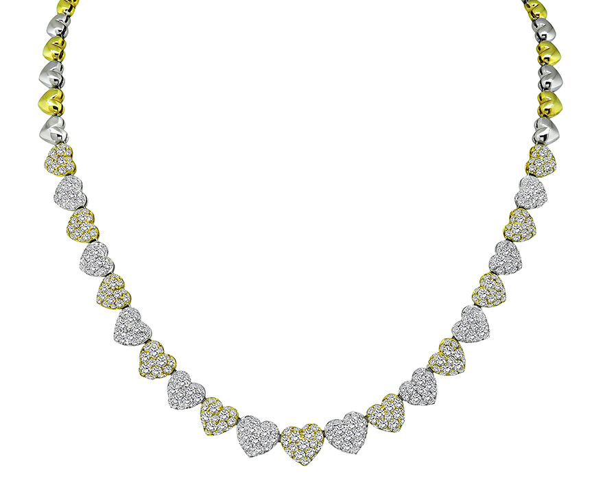 Estate 10.42ct Diamond Gold Heart Necklace