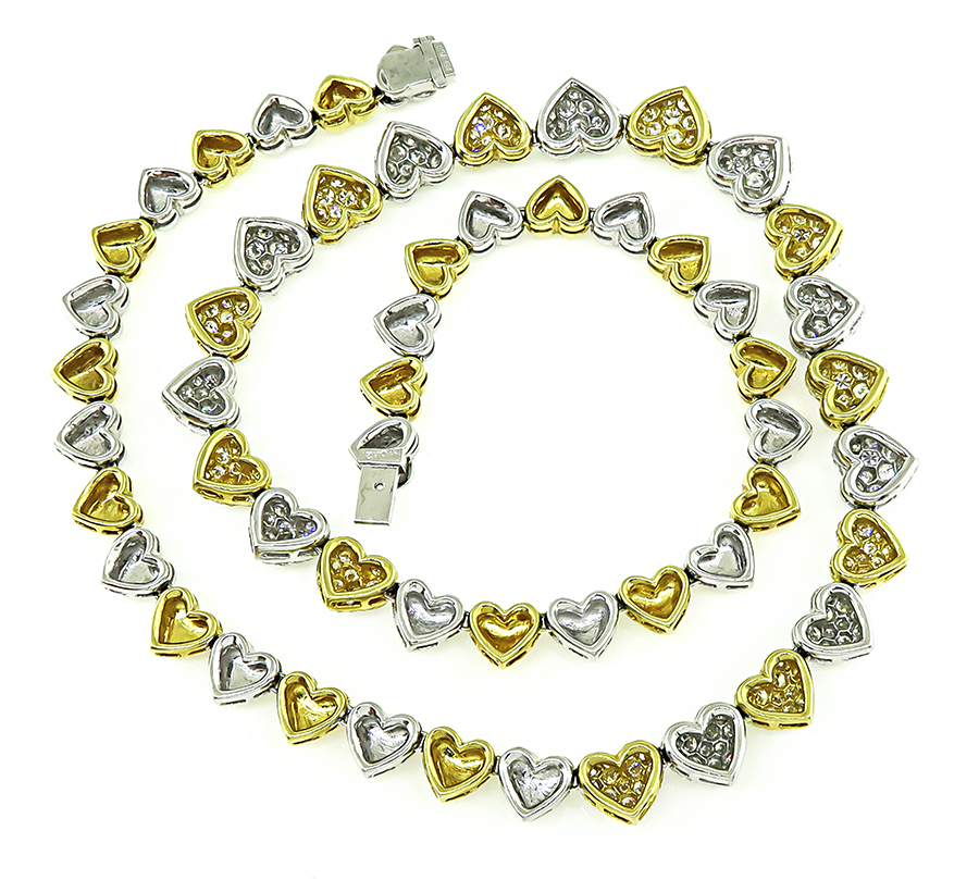 Estate 10.42ct Diamond Gold Heart Necklace