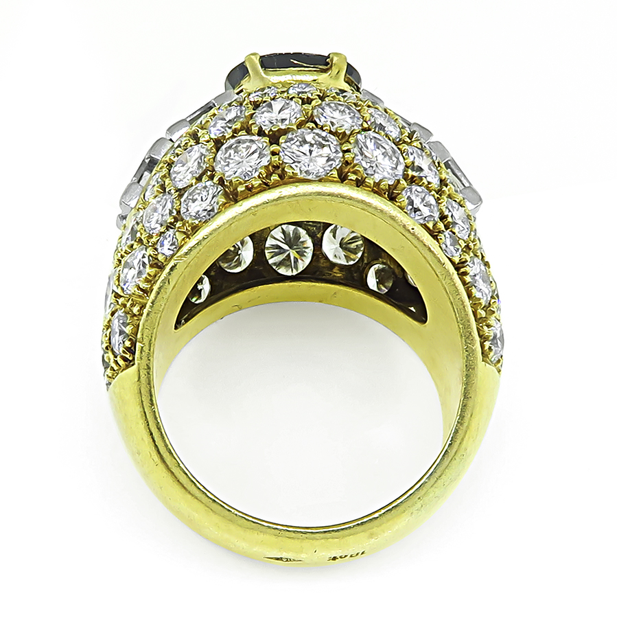 Estate 2.71ct Sapphire 5.75ct Diamond Gold Ring