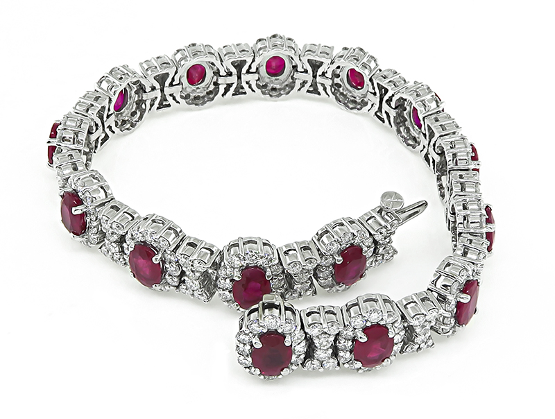 Estate 22.00ct Burma Ruby 8.00ct Diamond Bracelet