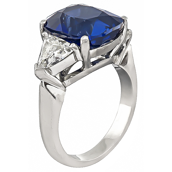 Estate C. Dunaigre Certified 7.21ct Sapphire 0.90ct Diamond Engagement Ring