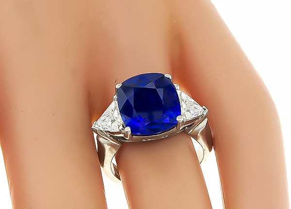 Estate C. Dunaigre Certified 7.21ct Sapphire 0.90ct Diamond Engagement Ring