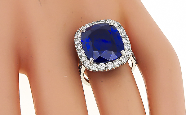 Estate 9.84ct Sapphire 1.75ct Diamond Engagement Ring