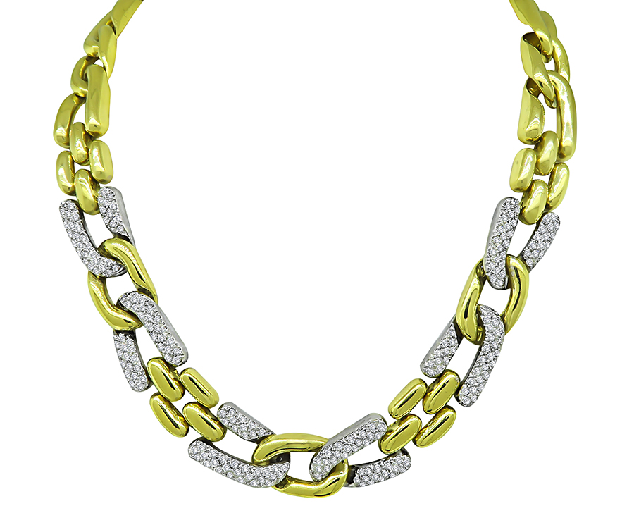 Estate 6.50ct Diamond Two Tone Gold Chain Necklace