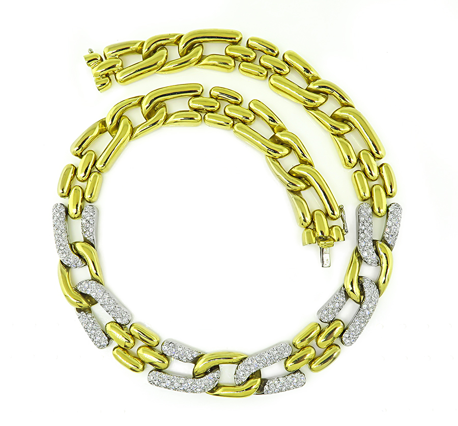 Estate 6.50ct Diamond Two Tone Gold Chain Necklace