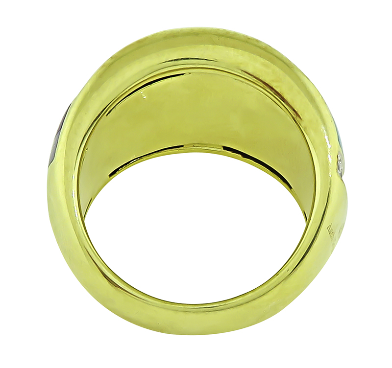 Estate 0.43ct Diamond Multi Gemstone Inlay Gold Ring