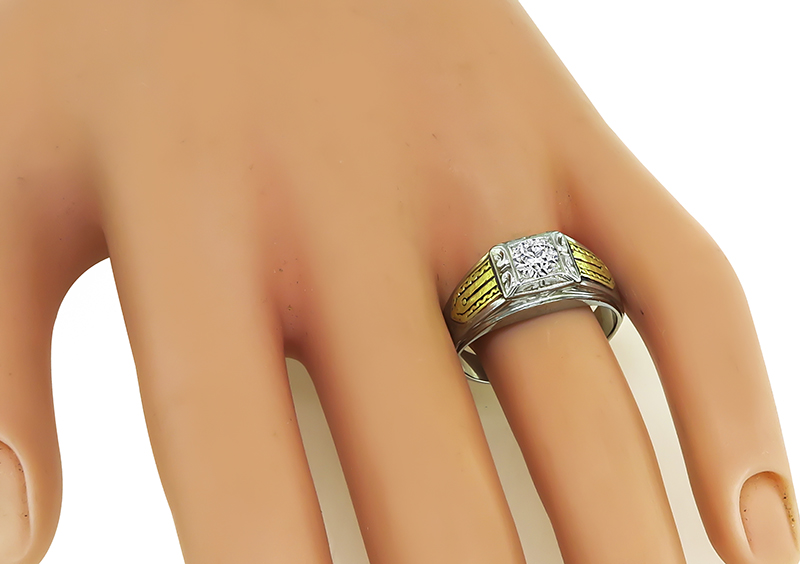 Vintage GIA Certified 0.49ct Diamond Men's Ring