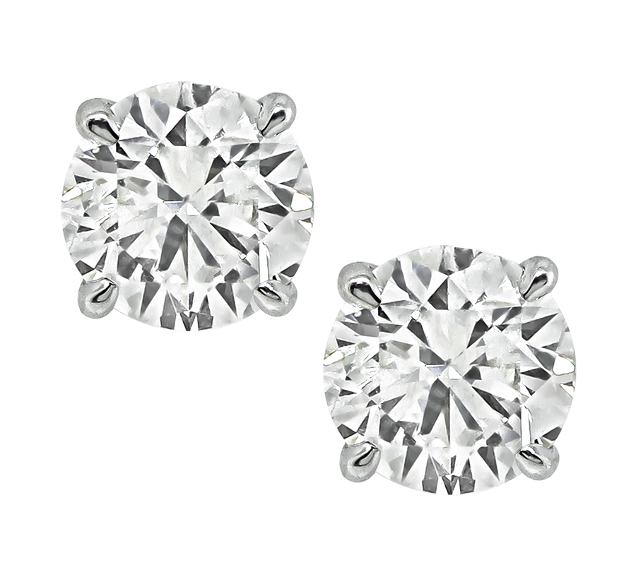 Estate GIA Certified 1.92cttw Diamond Stud Earrings