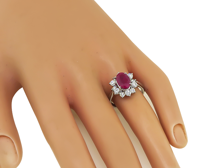 Estate GIA Certified 2.75ct Burma Ruby 1.00 Diamond Engagement Ring