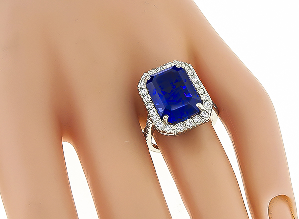 GRS 12.33ct Sapphire Diamond Engagement Ring