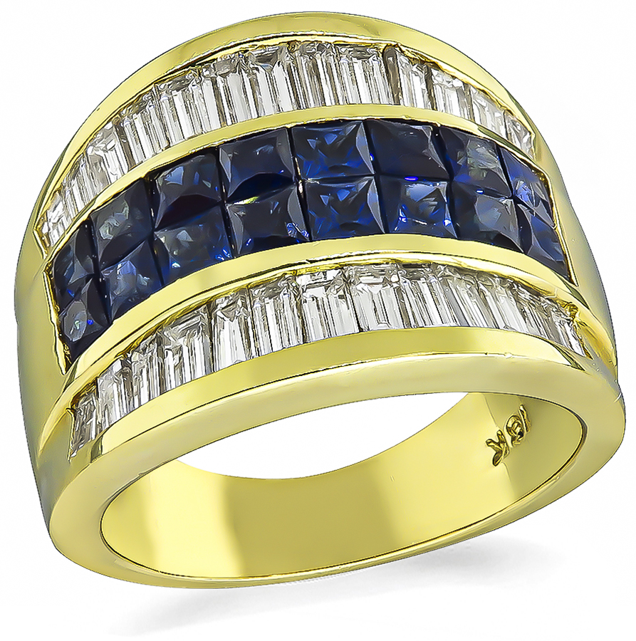 Estate 1.60ct Sapphire 1.00ct Diamond Gold Ring