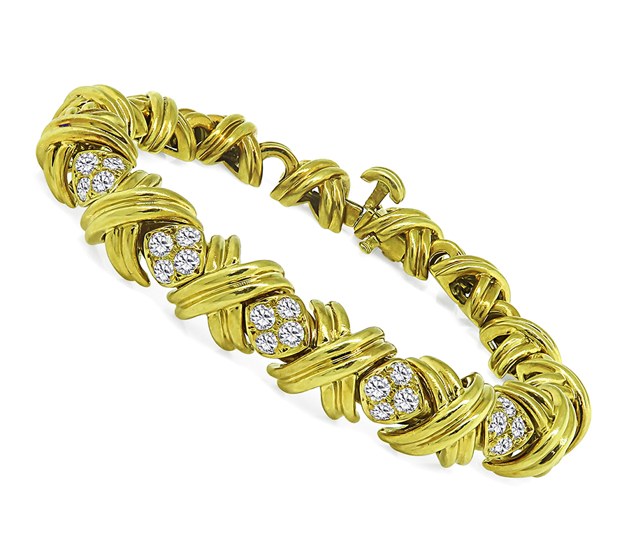 Estate Tiffany & Co 1.50ct Diamond Gold Bracelet