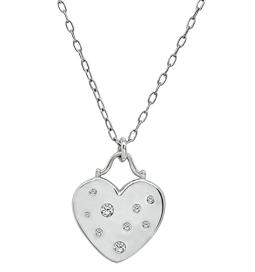 Estate Tiffany & Co Diamond Heart Pendant Necklace