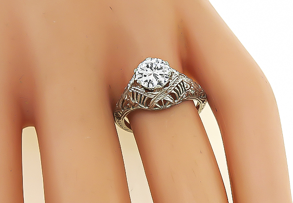 Vintage GIA Certified 1.07ct Diamond Engagement Ring