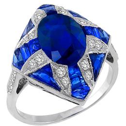 Antique Style Sapphire Diamond Gold Ring