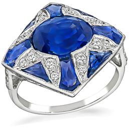 4.08ct Sapphire 0.34ct Diamond Ring