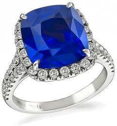 Estate 7.15ct Sapphire 1.00ct Diamond Engagement Ring