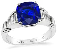 Estate 3.05ct Ceylon Sapphire 0.25ct Diamond Engagement Ring