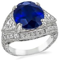 Estate 6.22ct Sapphire Diamond Engagement Ring