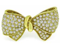 Estate 5.00ct Diamond Gold Bow Pin