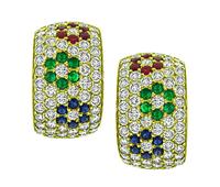 Estate 2.80ct Diamond 0.70ct Multi Color Gemstone Earrings