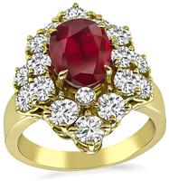Estate GIA Certified 1.88ct Natural Ruby 2.00ct Diamond Ring