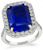GRS 12.33ct Sapphire Diamond Engagement Ring
