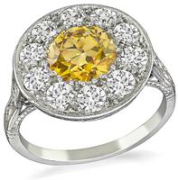 Estate 0.97ct Intense Fancy Orange Brown Diamond 0.70ct Diamond Ring