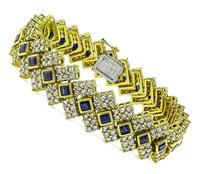 Estate 13.44ct Diamond 5.60ct Sapphire Gold Bracelet