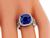 Cushion Cut Ceylon Sapphire Round Marquise and Princess Cut Diamond 18k White Gold Engagement Ring