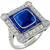 Art Deco Style 3.95ct Cushion Cut Center & 0.95ct Faceted Cut Sapphire 1.62ct Princess & Round Cut Diamond 18k White Gold Ring 