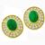 Estate 8.00ct Cabochon Oval Cut Emerald 4.00ct Round Cut Diamond 14k Yellow Gold Earrings