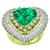 EstatHeart Shape Emerald 1.65ct Round & Baguette Cut Diamond 18K Yellow Gold Heart Cocktail Ring 