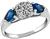 GIA Certified 0.88ct Diamond Sapphire Engagement Ring Photo 1