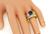 Cushion Cut Sapphire Round and Baguette Cut Diamond 18k Yellow Gold Ring