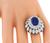 Art Deco Style Oval Cut Sapphire Round and Marquise Cut Diamond Platinum Cocktail Ring
