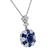 Oval and French Cut Sapphire Round Cut Diamond 18k White Gold Pendant Necklace