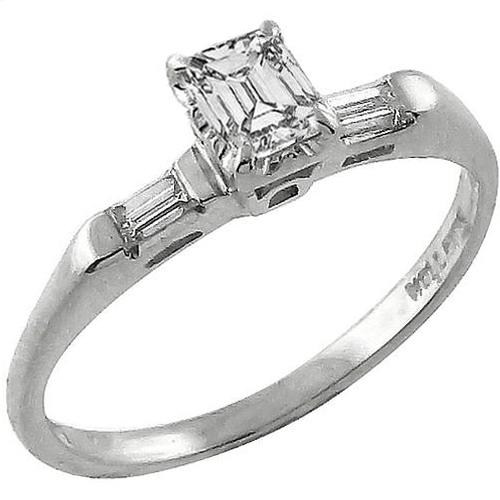  Buy  Vintage  0 40ct Emerald Cut Diamond 14k White  Gold  