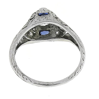 Antique Art Deco 0.70ct Diamond Sapphire Engagement Ring