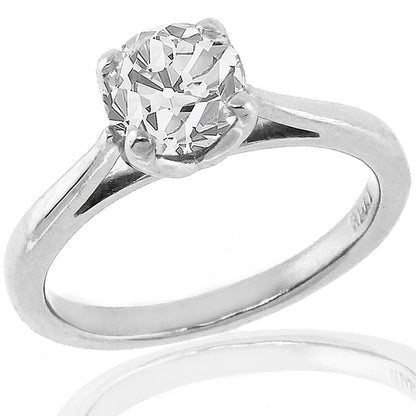 Estate 0.81ct Old Mine Cut Diamond Solitaire Platinum Engagement Ring