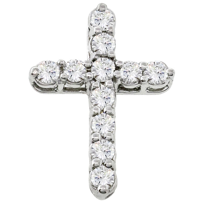 Estate 0.90ct Round Brilliant  Diamond 14k White Gold Cross Pendant