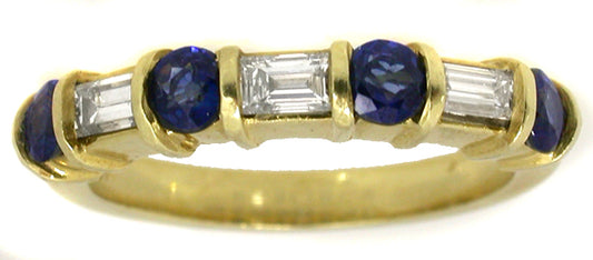0.25ct Diamond 0.45ct  Sapphire Wedding Band