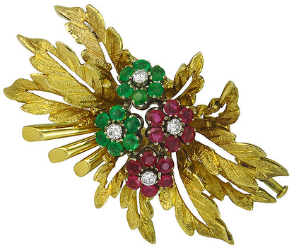 0.25ct Diamond 1.00ct Ruby 0.90ct Emerald Pin