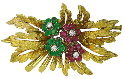 0.25ct Diamond 1.00ct Ruby 0.90ct Emerald Pin